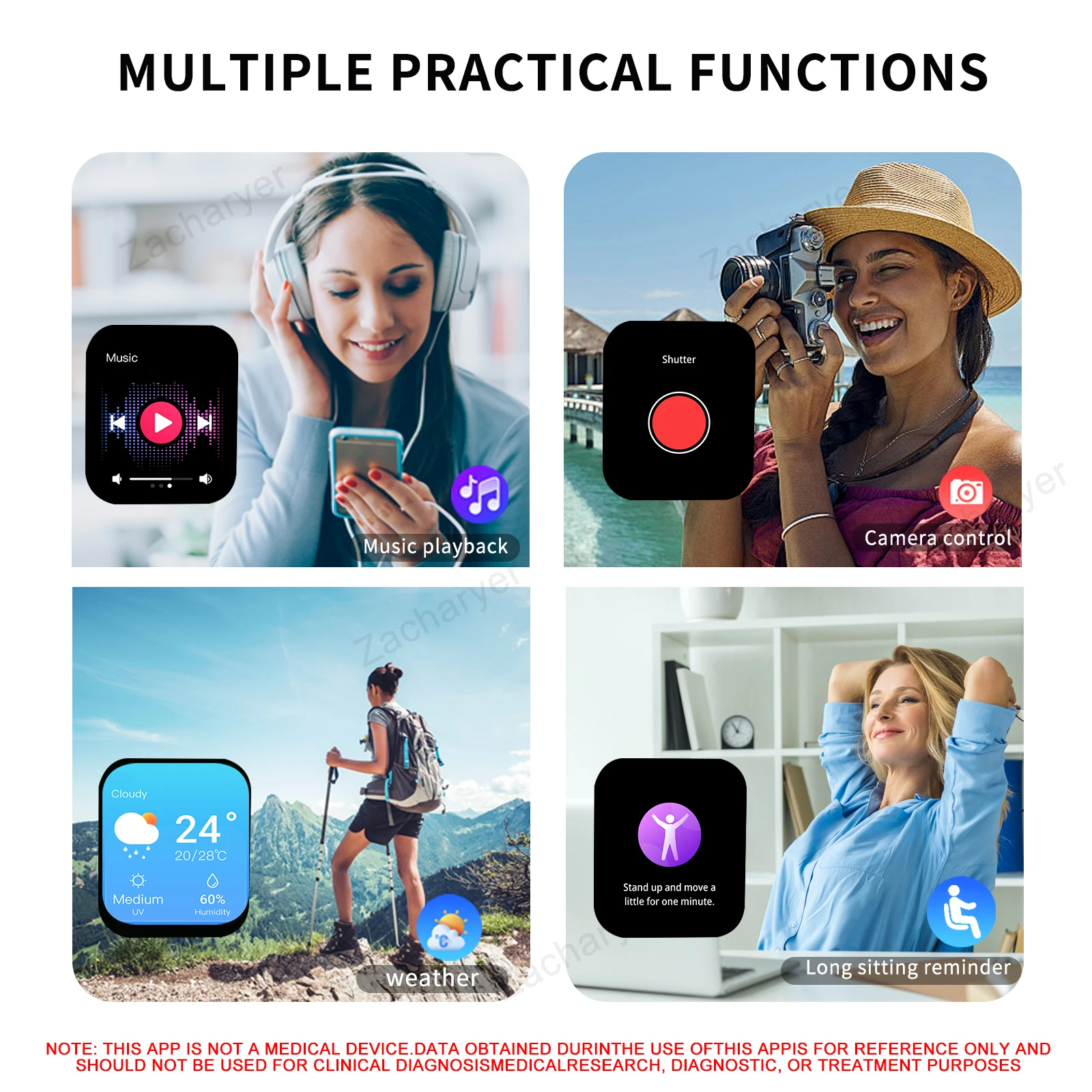 นาฬิกาอัจฉริยะสายซิลิโคนพร้อมฟังก์ชันแจ้งเตือนข้อมูลการโทรแบบไร้สาย นาฬิกาสปอร์ตสำหรับทุกเพศ