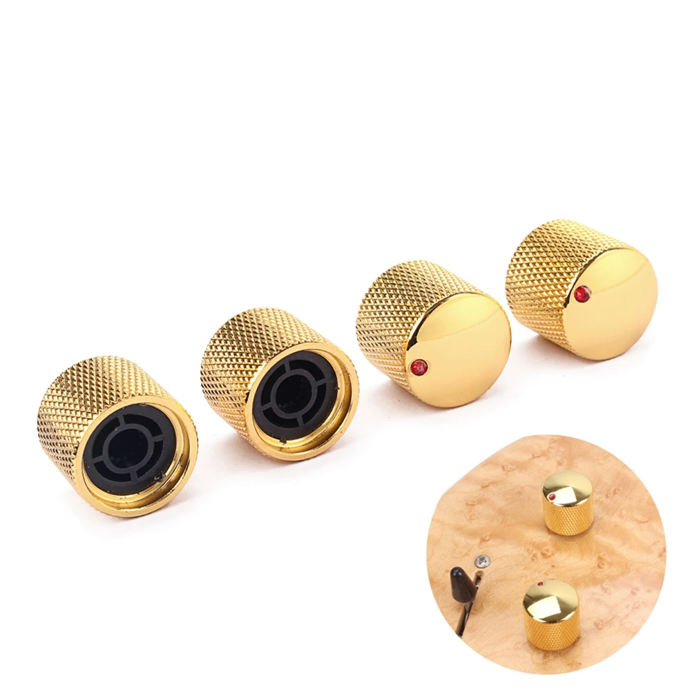 

4Pcs Gold Dot Guitar Volume Tone Control Knobs Premium Iron Replacement Parts for Electric Bass Guitar Accessories Vintage Style
