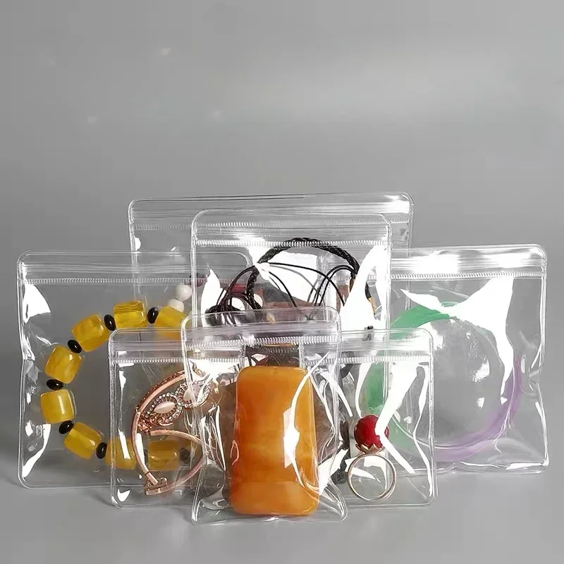 100pcs Thick PVC Transparent Jewelry Bags  Jewels Bracelets Sealed Anti Oxidation Earrings Rings Storage Self Sealing Bag