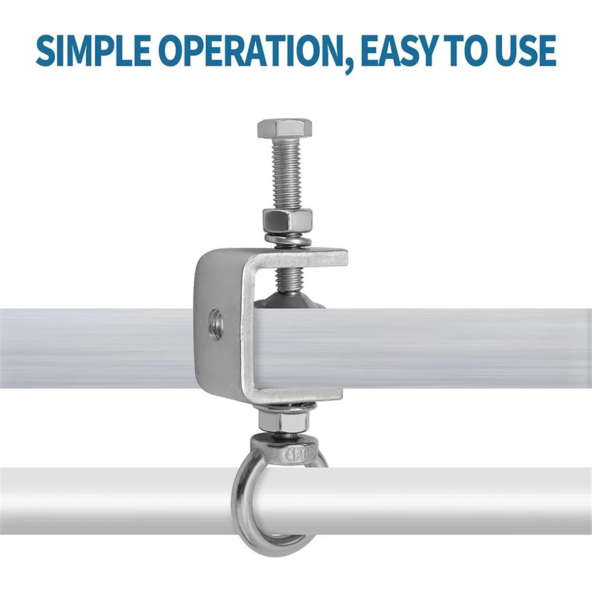 A002 6 قطع 1 بوصة 25 مم C-Clamps، مشبك شعاع من الفولاذ المقاوم للصدأ مع حلقة لولبية من الفولاذ المقاوم للصدأ M8، مشابك على شكل حرف U بتصميم I-Beam