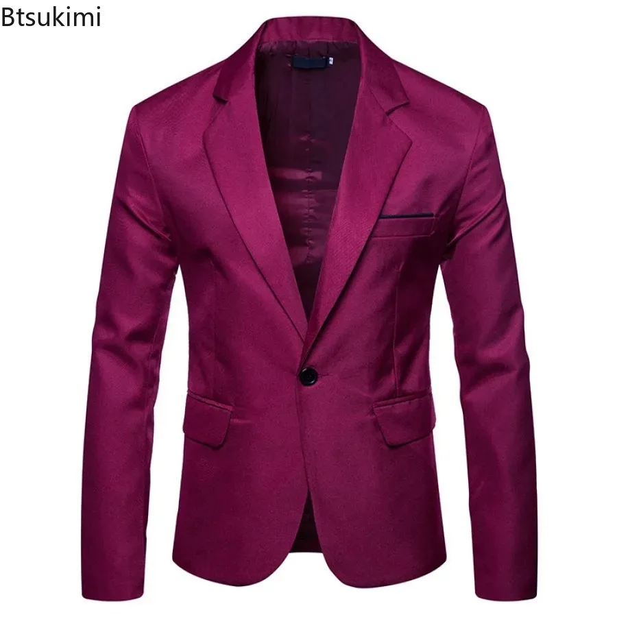 2024 Men's Formal Suit Jackets Slim Fit Solid Blazer Coars Male Business Party Club Casual Suits for Men One Button Blazer Suits
