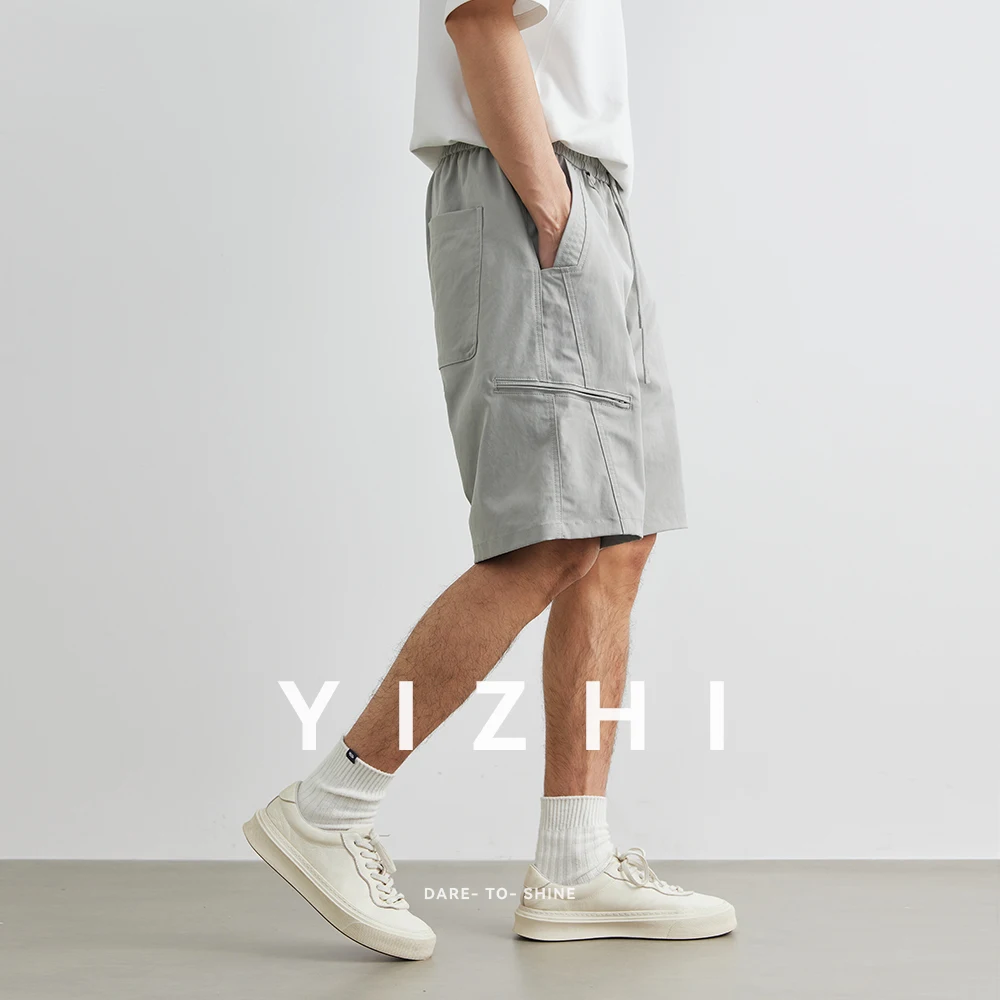 Fashion Men's Workwear Functional Shorts 2025 Summer New Outdoor Sports Fitness Running Shorts Loose Elastic Waist Thin Shorts