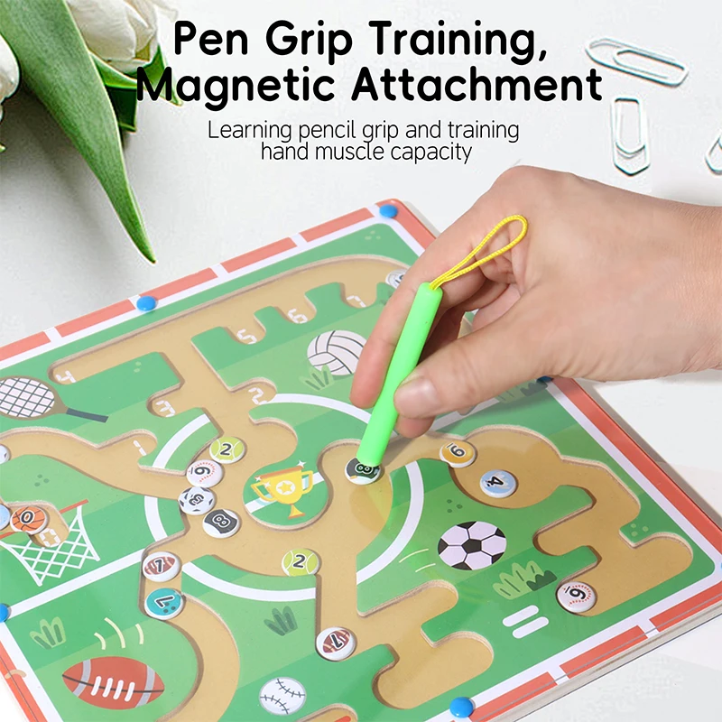 Drewniane Magnetyczne Litery i Cyfry Dwustronne Labirynty Edukacyjne Zabawki do Nauki Dopasowywania Kolorów Zabawki Montessori Prezenty dla Dzieci