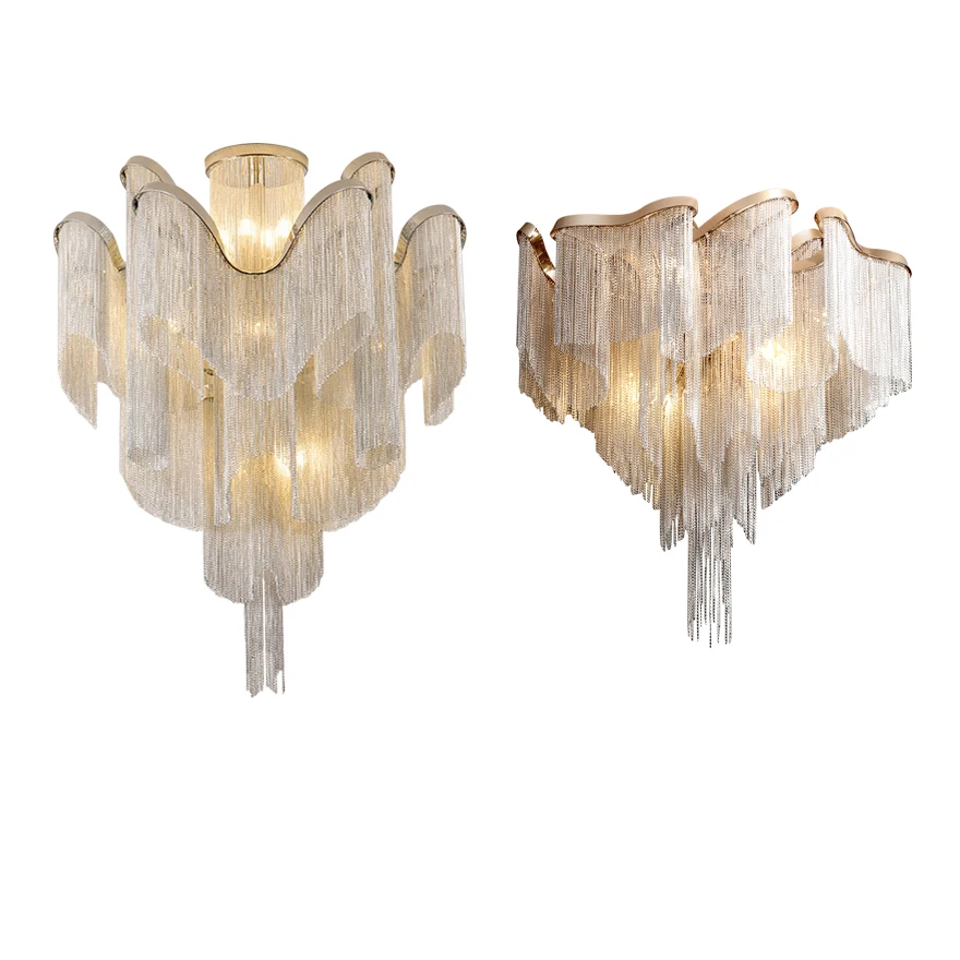 

2025 Italian Luxury Tassel Chain Ceiling Chandeliers E14 Base, Dimmable Elegant Ceiling Light Fixture FOR Girl's Room Foyer