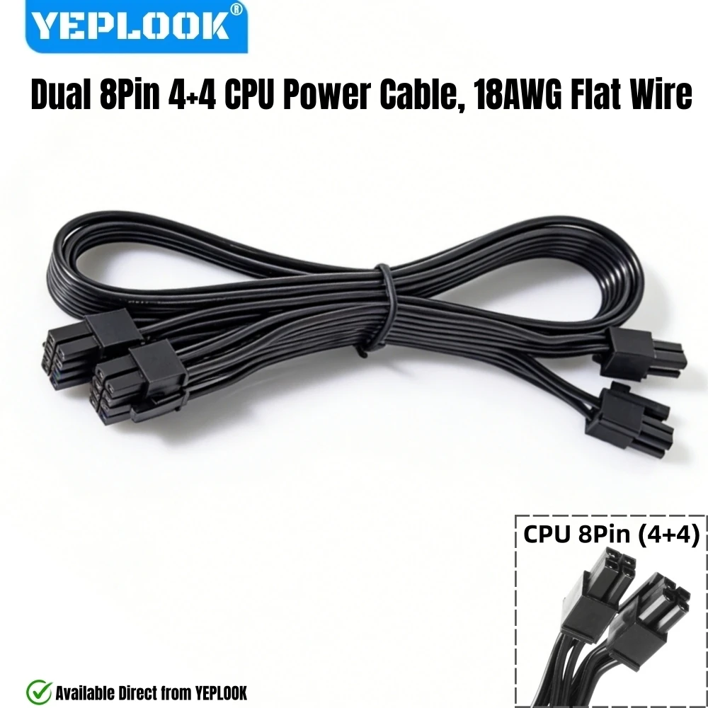 Dual CPU Power Cable for Corsair RM-x, 2x 8Pin 4+4Pin for Corsair RM1000x, RM850x, RM750x, RM650x, RM550x Series Modular Powers