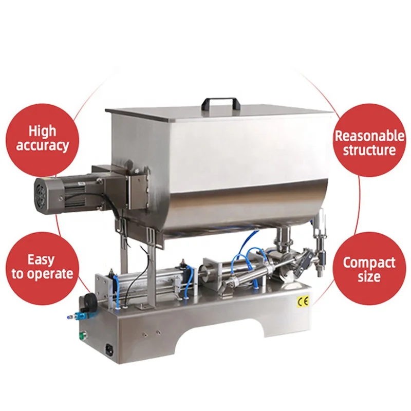 Factory Price 100-1500ml Desktop U Type Single Head Beverage Liquid Honey Paste Fluid Sauce Mixing Hopper Custom Filling Machine
