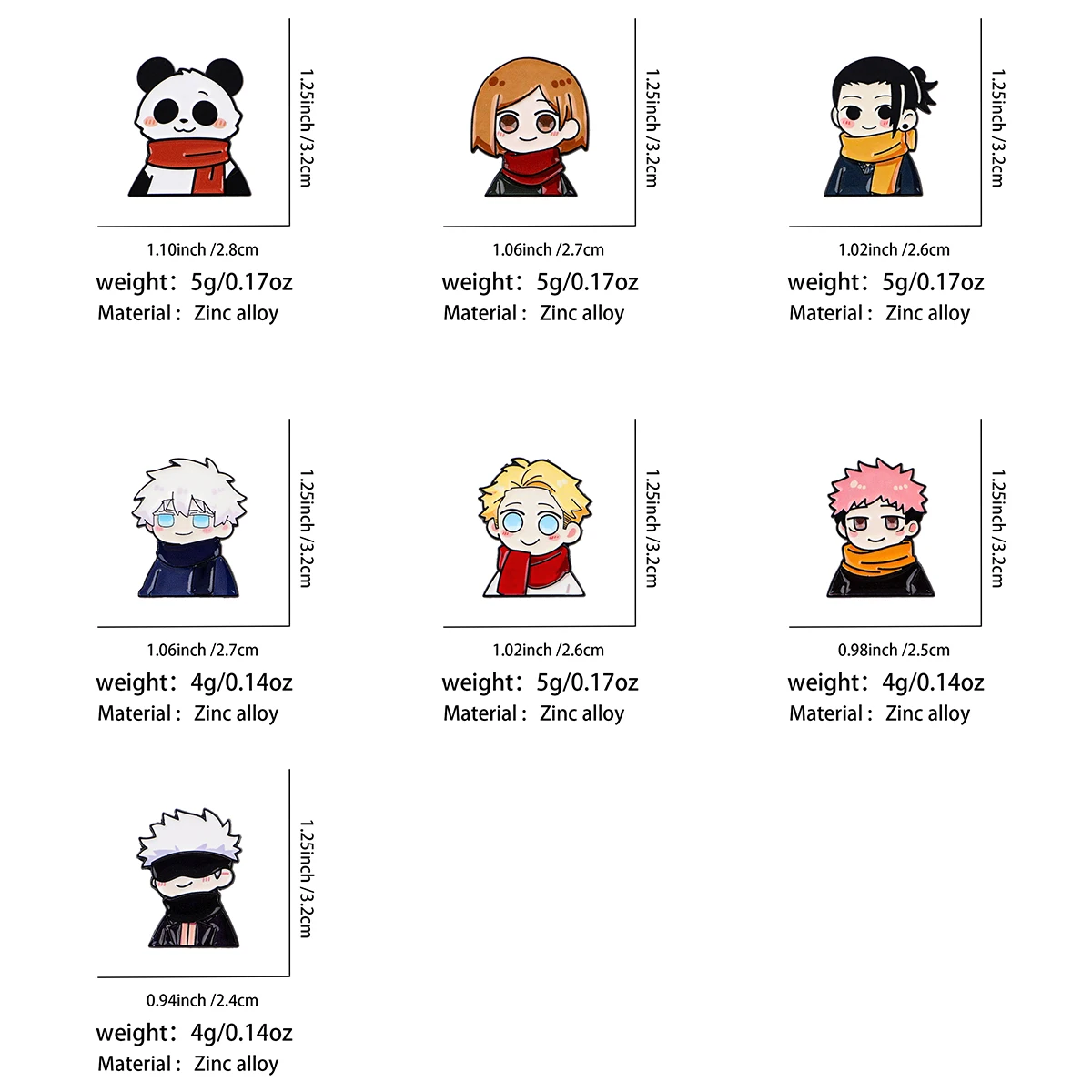 7-teiliges Manga-Jungen-Emaille-Pin-Set, Cartoon-Panda-Brosche für Mäntel, Damenbroschen, Anime-Reversnadeln, Schmuckgeschenk für Fans und Freunde – Detail 1