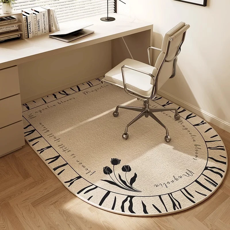 VIKAMA Cloud Flower Semi-Circular Computer Desk, Chair, Carpet, Anti Slip Sound-Absorbing Soft Floor Mat, Home Decoration