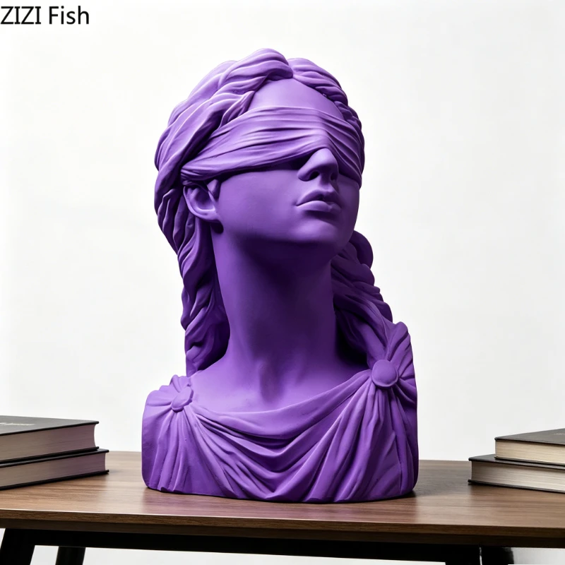 Goddess of Justice Themis Plaster Statue Desk Decoration Classical Artwork Half Body Characters Sculpture Room Aesthetic Decor view 3