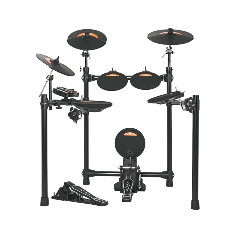 

Professional Electric Drum Set with BT Connect Snare Drum and Other Equipment Featuring Rubber and Mesh Head Drum Heads