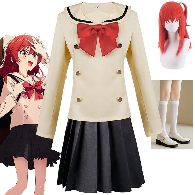 Gotou Hatori Cosplay Bocchi The Rock Kita Ikuyo Cosplay Costume JK Uniform Pink Jacket Skirt Wig Suit Halloween Women