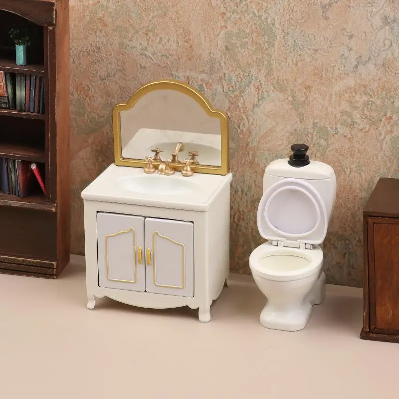 1/12 Poppenhuis Simulatie Bad Wc Wastafel Kast Model Poppenhuis Badkamer Meubels Decoratie Poppenhuis Accessoires