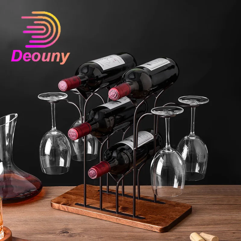 DEOUNY American Pastoral Creative Red Wine Glass Rack European Iron Red Wine Rack Bar Home Decoration Wine Holder Stand