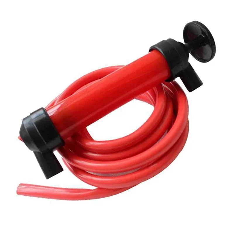 1 Juego de bomba de combustible de aceite y agua multiusos para coche, duradera, ligera, de plástico rojo, Kit de bomba de herramientas de sifón de tubo líquido de transferencia