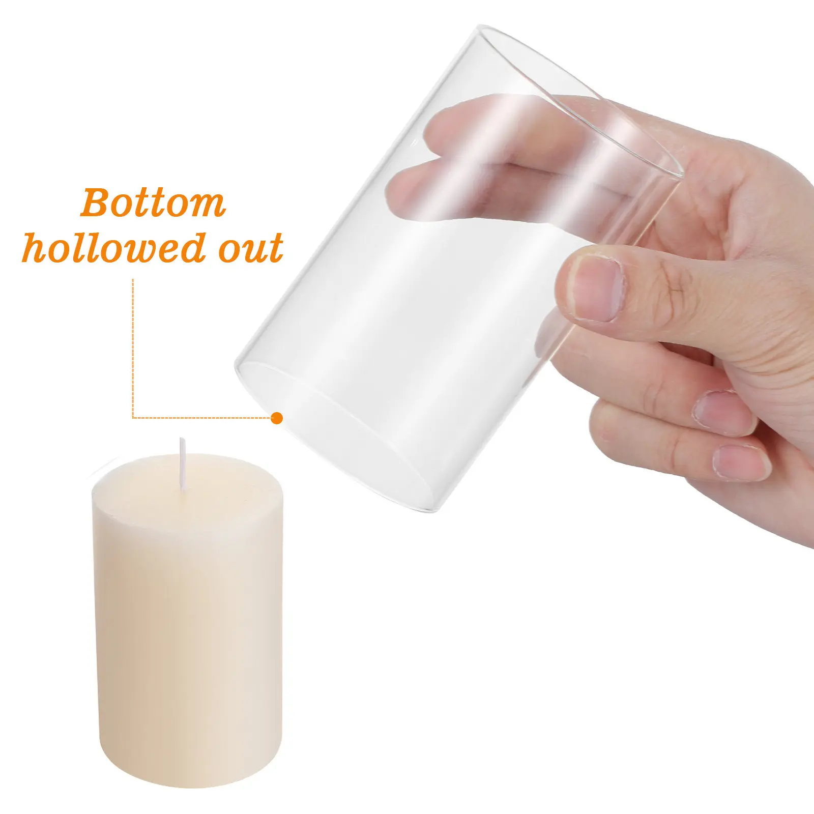 4pcs Transparent Glass Candle Shade Cylinder Windproof Covers Dia 6cm Height 10cm Hurricane Candle Holder Open Ended Bottomless