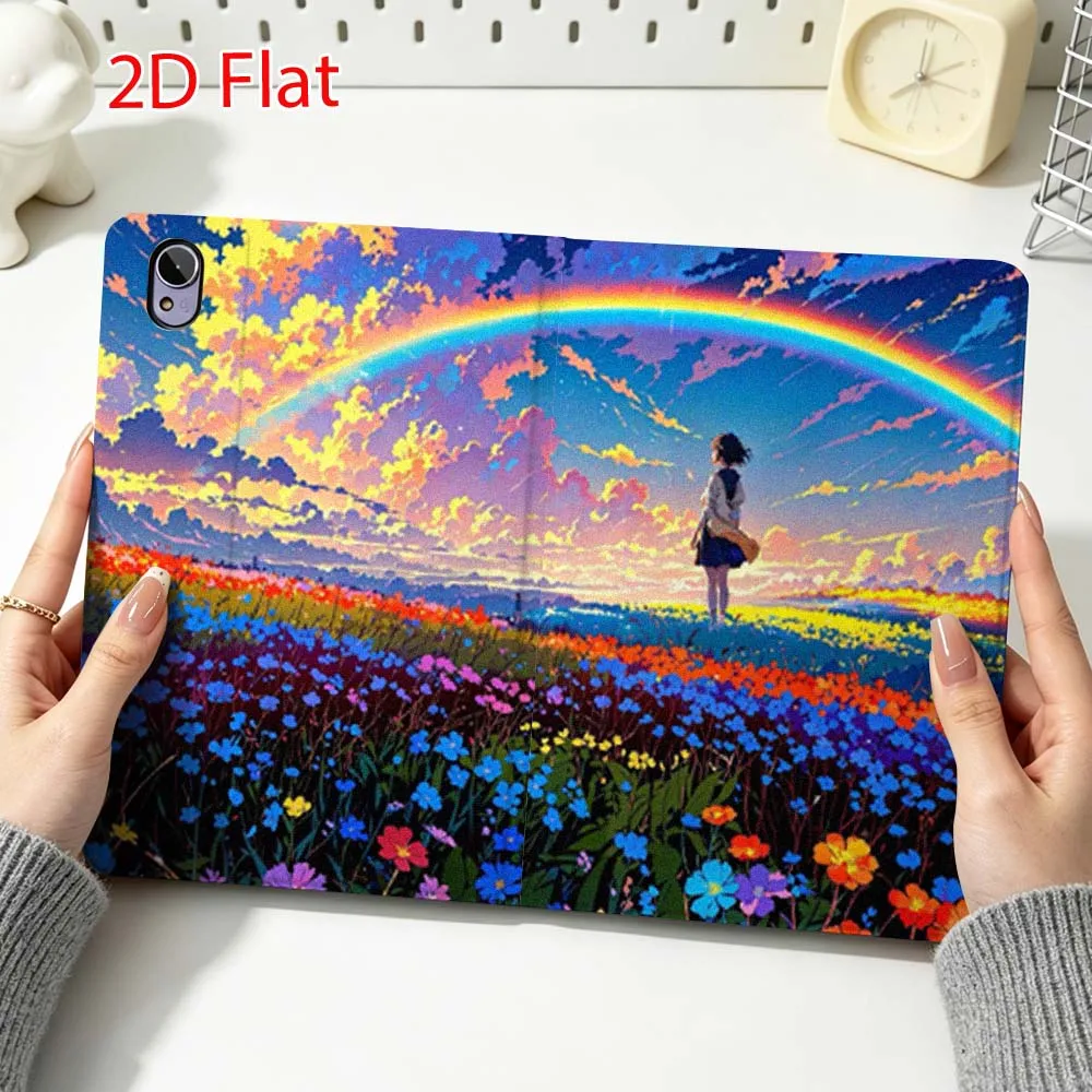 Funda para Tablet de 11, 11.5, 12, 13.3 Pulgadas con Diseño de Chica en Ciudad al Atardecer, Popular para Huawei MediaPad, MatePad, Honor Pro V6, V8, X9, X12, SE