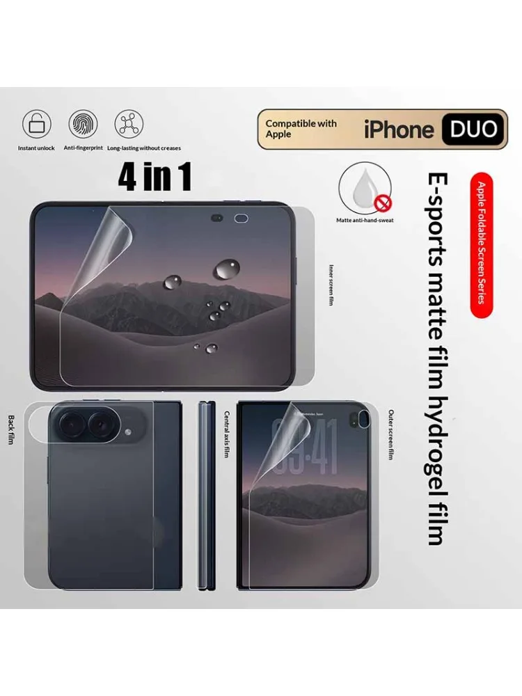 4-in-1 Innen-Außen-Scharnier Matt Hydrogel TPU Folie für Apple iPhone Duo Aufkleber Ganzkörper TPU Displayschutz Duo