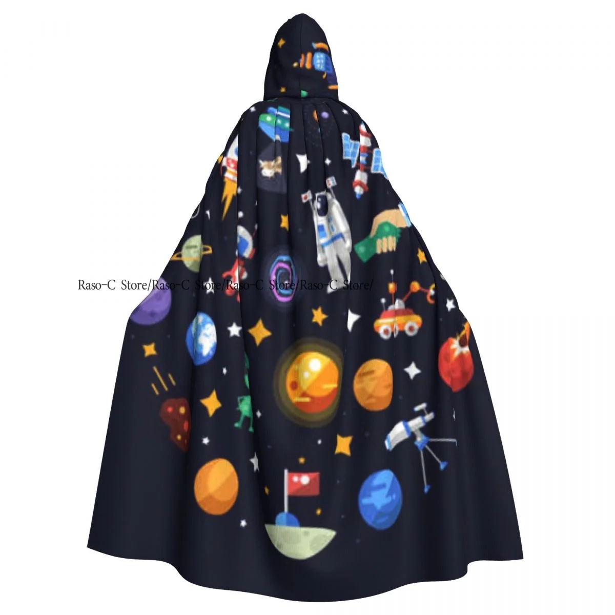 Unisex Witch Party Reversible Hooded Adult Vampires Cape Cloak Space Elements