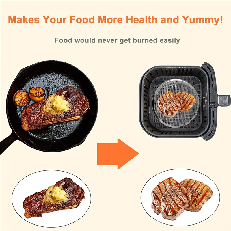 A62K Reusable Steel Air Fryer Liners - 8.07 Inch Airfryer Liners Mat Compatible for Air Fryer, Air Fryer Accessories