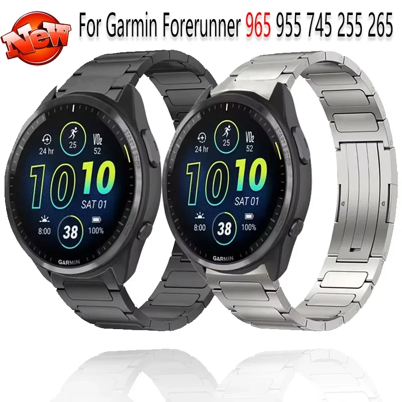 22 مللي متر سبائك التيتانيوم حزام ل Garmin Forerunner 965 955 745 255/265 الموسيقى سوار معدني معصمه Garmin Venu 3 2/Vivoactive 4
