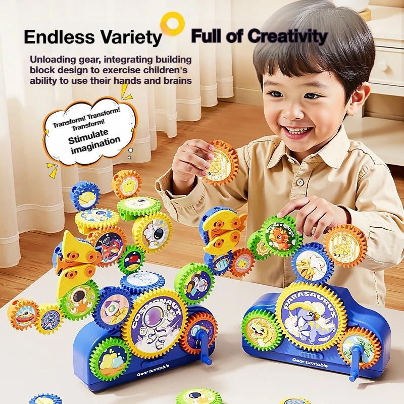 Elektrische tandwielbouwstenen DIY Veelzijdig educatief speelgoed met astronautenthema Binnen Speelcadeau voor ouders en kinderen voor kinderen van 3-6 jaar