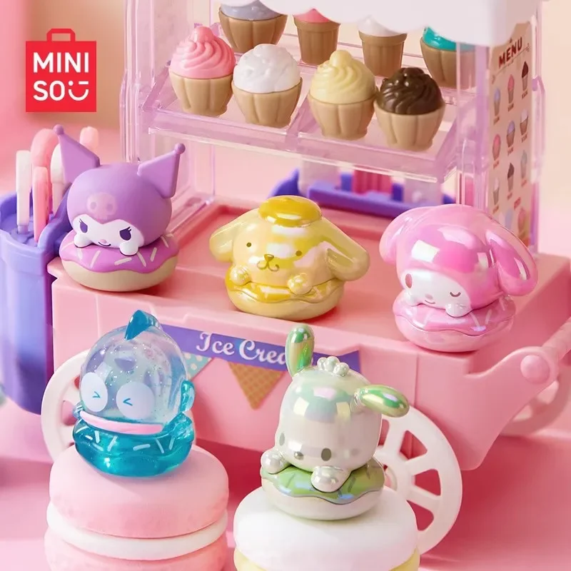 

MINISO Sanrio серия пончиков, конфеты в гранулах, невидимая коробка, кавайная игрушка-сюрприз, Настольная декоративная модель, Детский Рождественский подарок