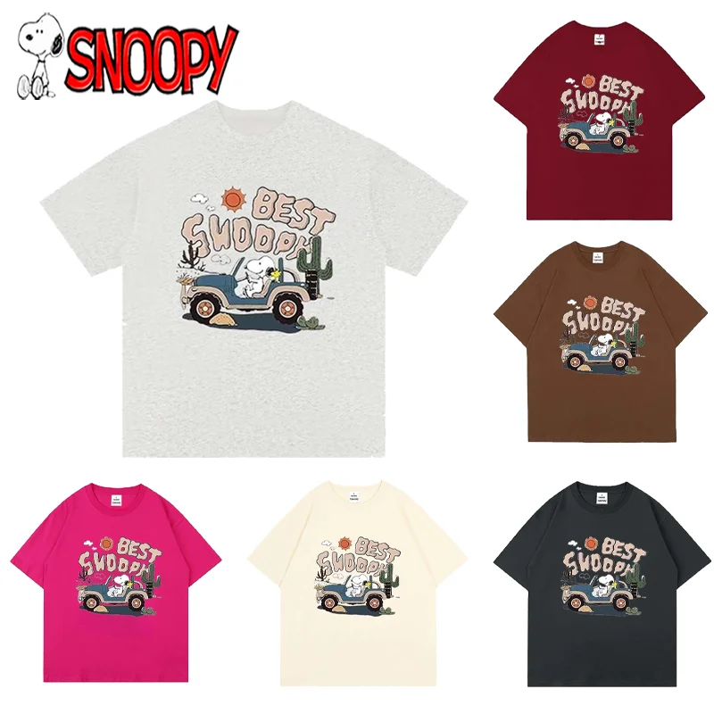 

Kawaii Snoopy футболка Летняя парная хлопковая свободная с принтом топы с коротким рукавом Y2K Модная студенческая свободная уличная одежда топы
