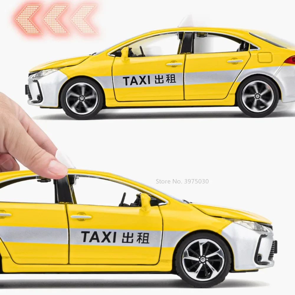 1/32 Schaal Taxi Auto Model Gelegeerd Diecast Voertuig Speelgoed Met Pull Back Sound Light Collectie Model Voor Kinderen Vakantie Geschenken