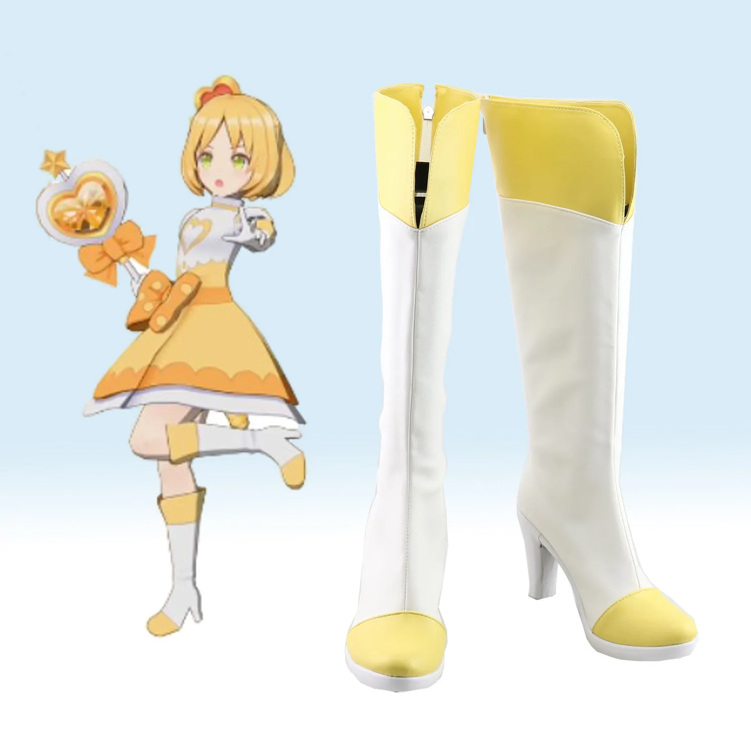 NND Compass Game Luruca Cosplay Shoes White Yellow high-heeled boots Female Male PU leather Role Playing Shoes Can Custom Made