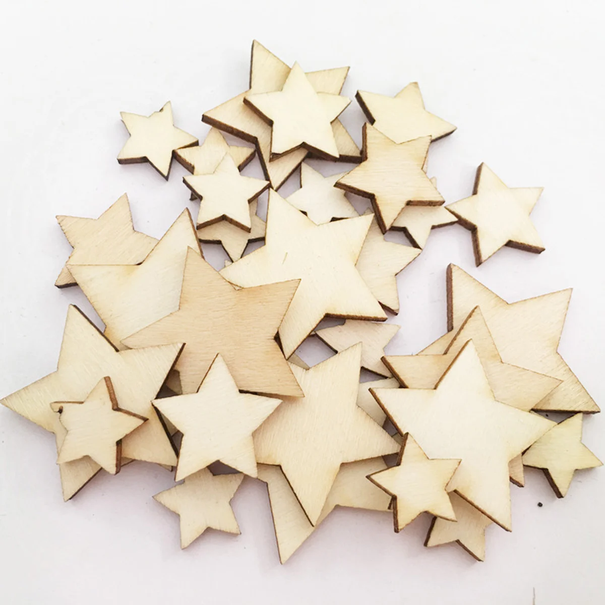 200 Pcs Decor Star Craft Wood Wooden Ornaments Hollow Out Unfinished Crafts Shapes