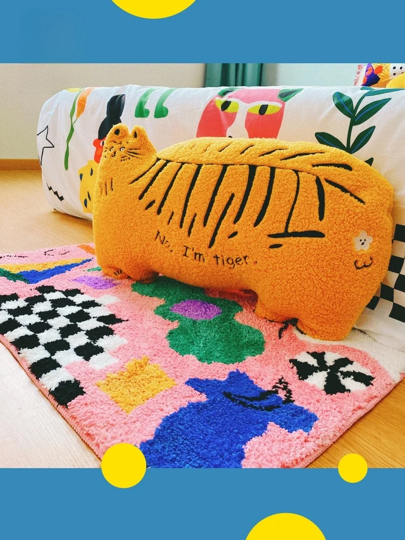 

Original Design Faux Fur Pillow Office Nap Wealth Brining Tiger Barest Sofa Cuion Cute Cartoon ape Polyester Fiber