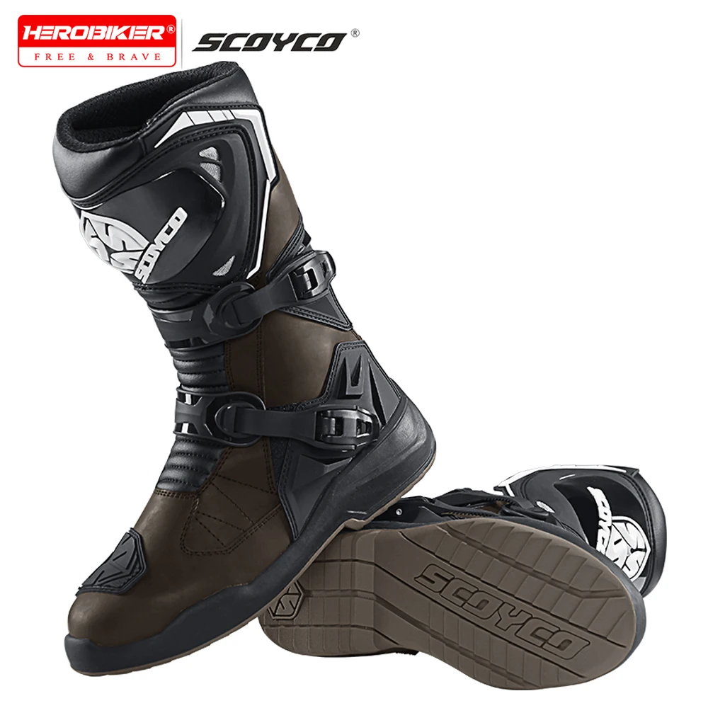 

Men Motorcycle Boots Racing Motocross Professional Protective Non-slip Racing Off-road Shoes Waterproof Stability Knight Shoes