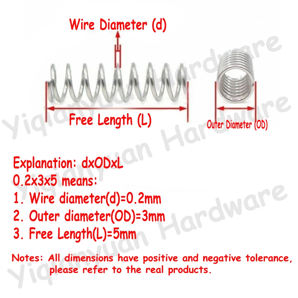 5Pcs Diâmetro do fio 0,3mm Ciclidical Bobina Compressão Mola Rotor Retorno Mola de Pressão Comprimida Liberação Aço 65Mn