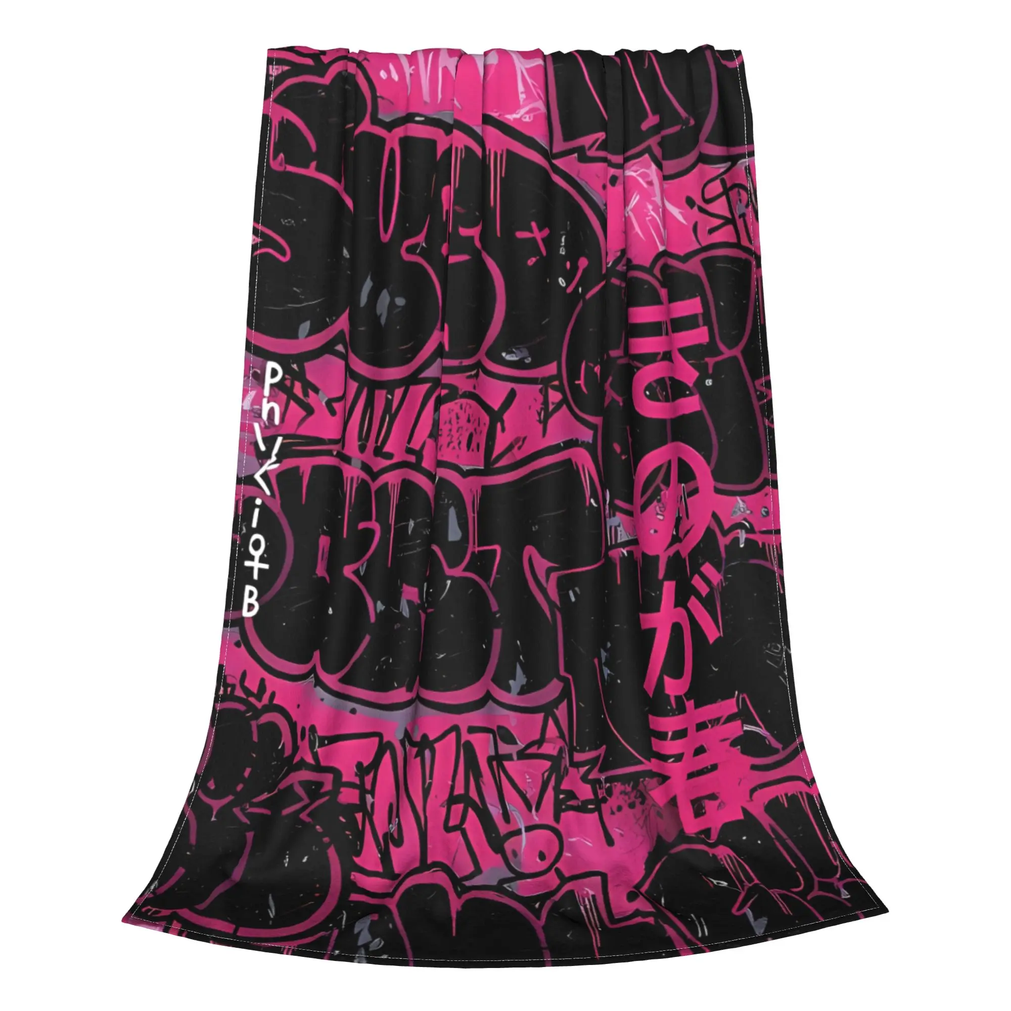 1PC Home Cutecore Dark Vertical Positive Words On Pinkish Red Graffiti Blanket Super Cosy Plush Home Living Room Sofa Halloween