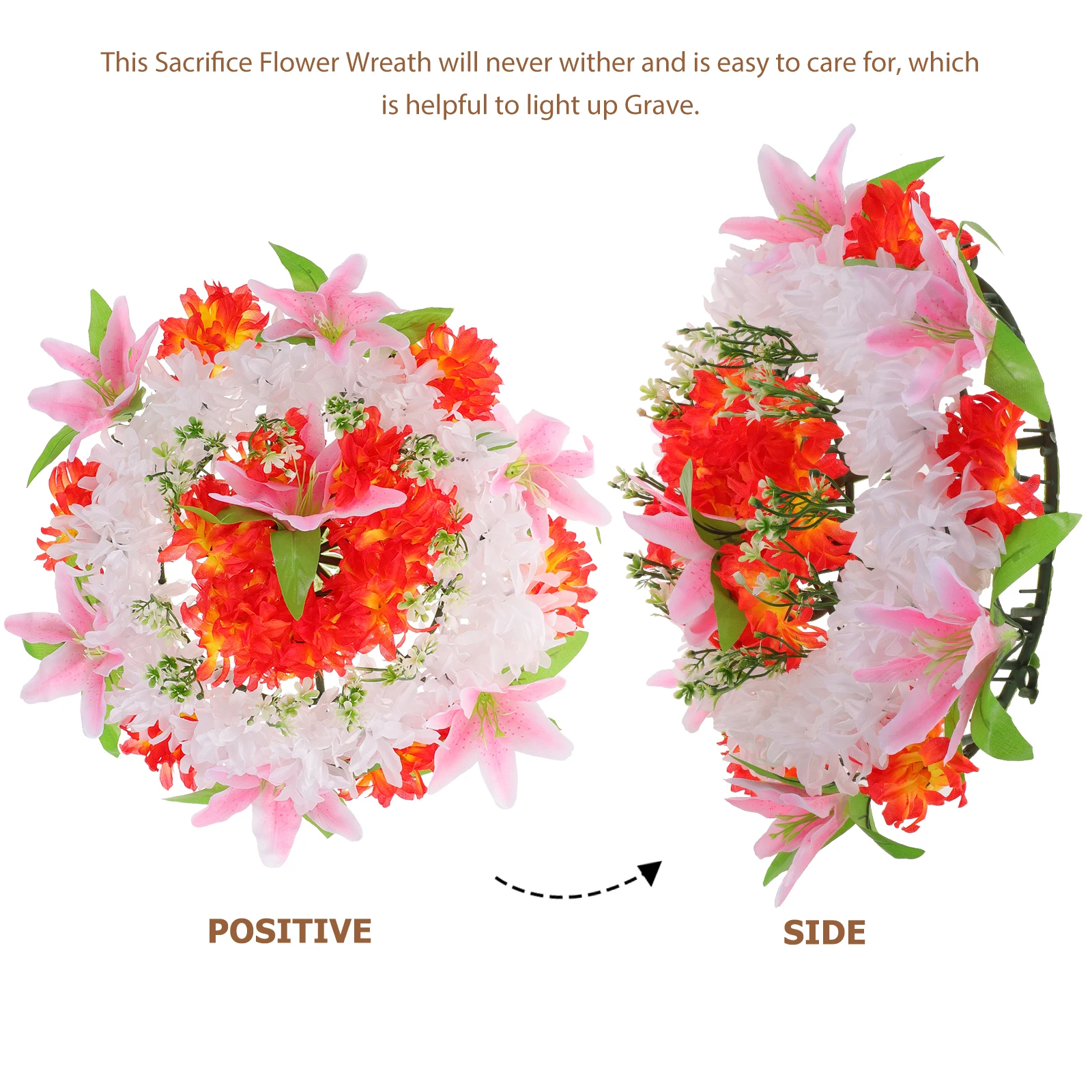 

Premium Artificial Sacrifice Wreath Funeral Memorial Grave Floral Garland Delicate Non-Wilting Decoration Small Size Easy