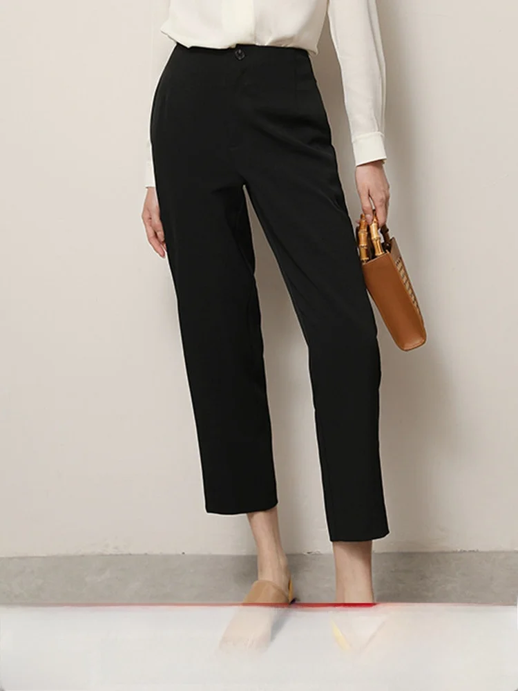 

Женские брюки XUS Bla с высокой талией, прямые, повседневные, для весны и осени, для работы, простые, элегантные, длинные, утягивающие, зауженные