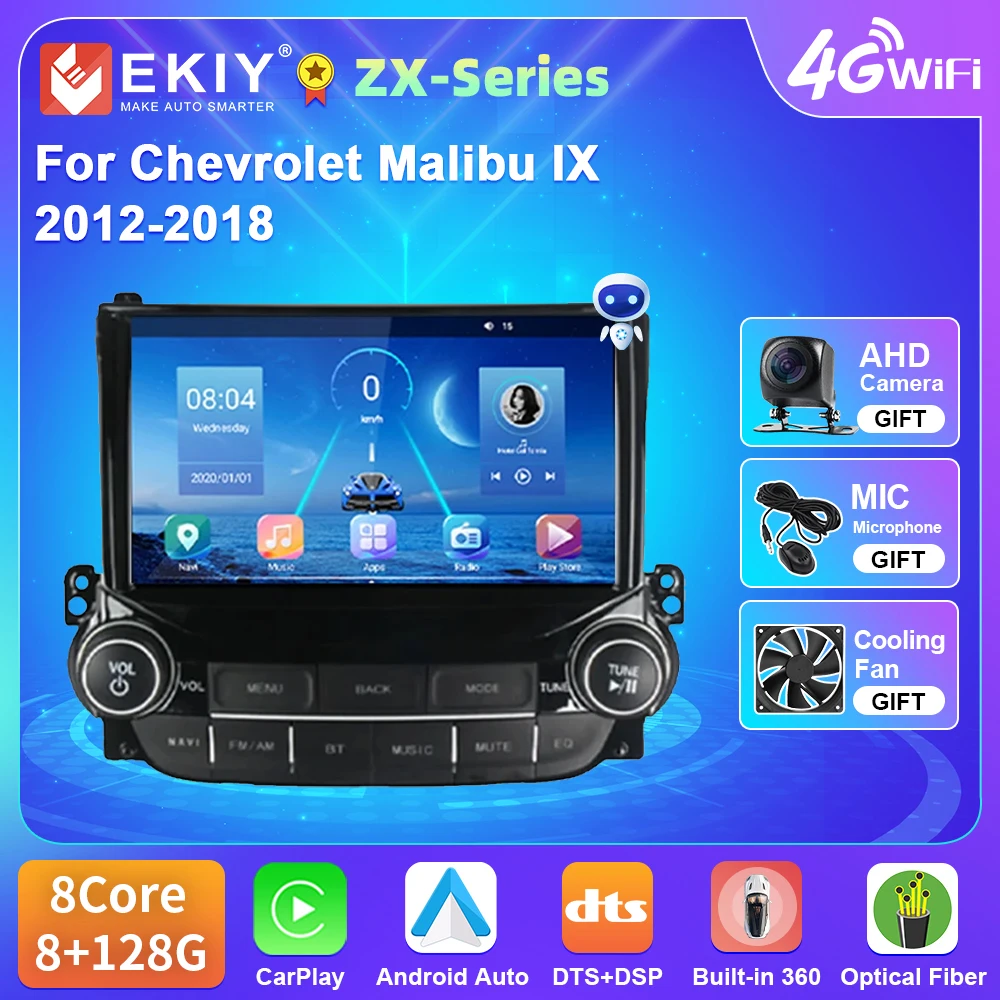 Ekiy Android 10 Voor Chevrolet Malibu Ix 2012-2018 Auto Radio 4G Wifi Speler Bt Carplay Auto Gps Navigatie Dvd 2 Din Rds