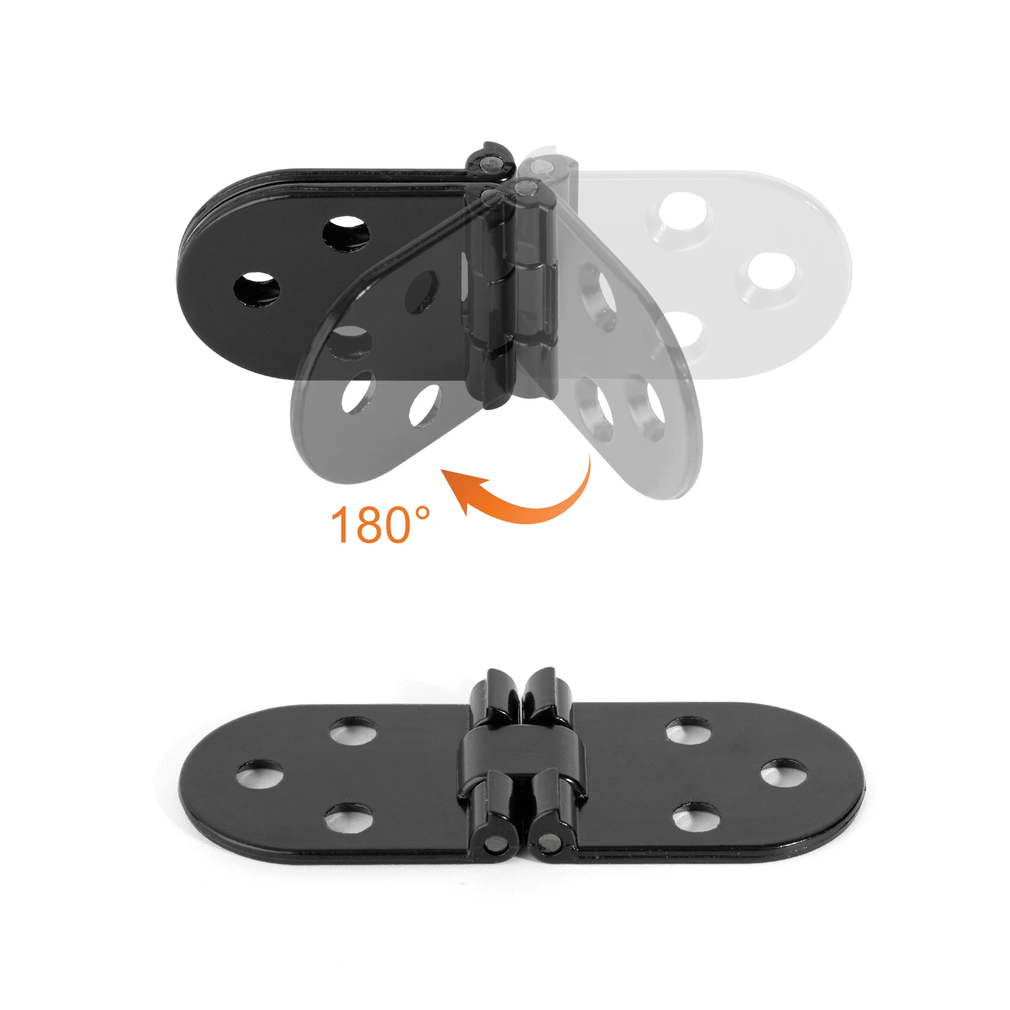 

180 Degree Foldable Flap Screw-On Hinges Folding Table Cabinet Door Rounded Corner Hinge 2pcs