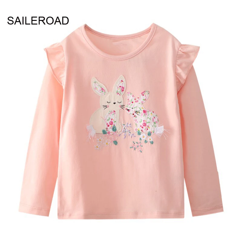 SAILEROAD 2-7 Year Autumn Tops Fall Long Sleeve T Shirts Kids Baby Girls T Shirt Cotton Toddler Children\'s Clothing Kids Clothes