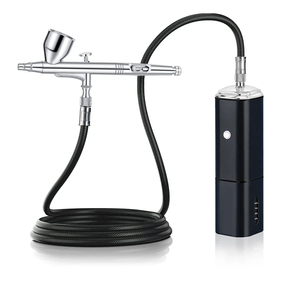 

Комплект аэрографа с компрессором, сменным аккумулятором, высокой мощностью, соплом 0,3 мм, двойным действием, для тату, маникюра, нанесения минеральных спреев