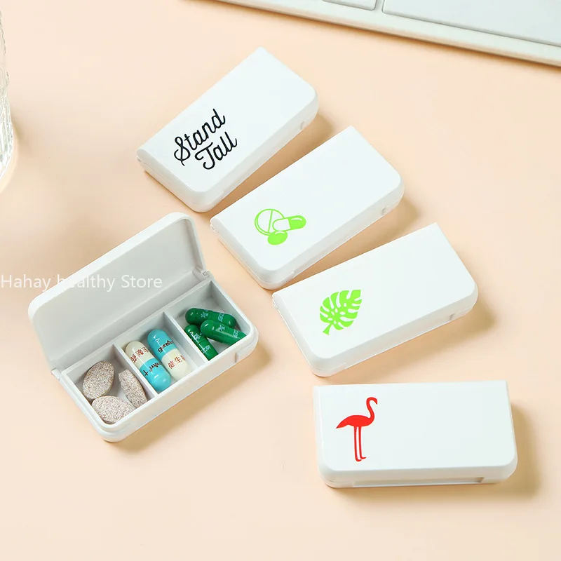 

Mini Travel Pill Box Portable Triple Compartment Cute Medicine Organizer Compact Tiny Case for Daily Storage