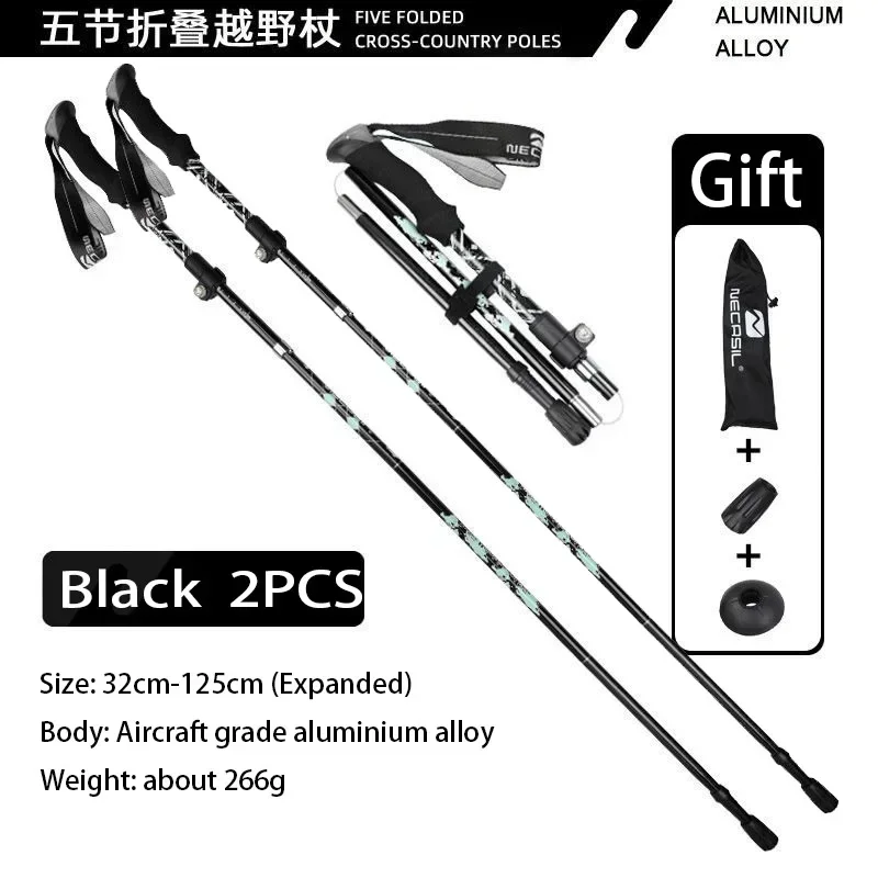 2PCS Super Light Telescopic Trekking Poles Portable Nordic Walking Sticks for Outdoor Camping Hiking Easy to Fold Store in Bag