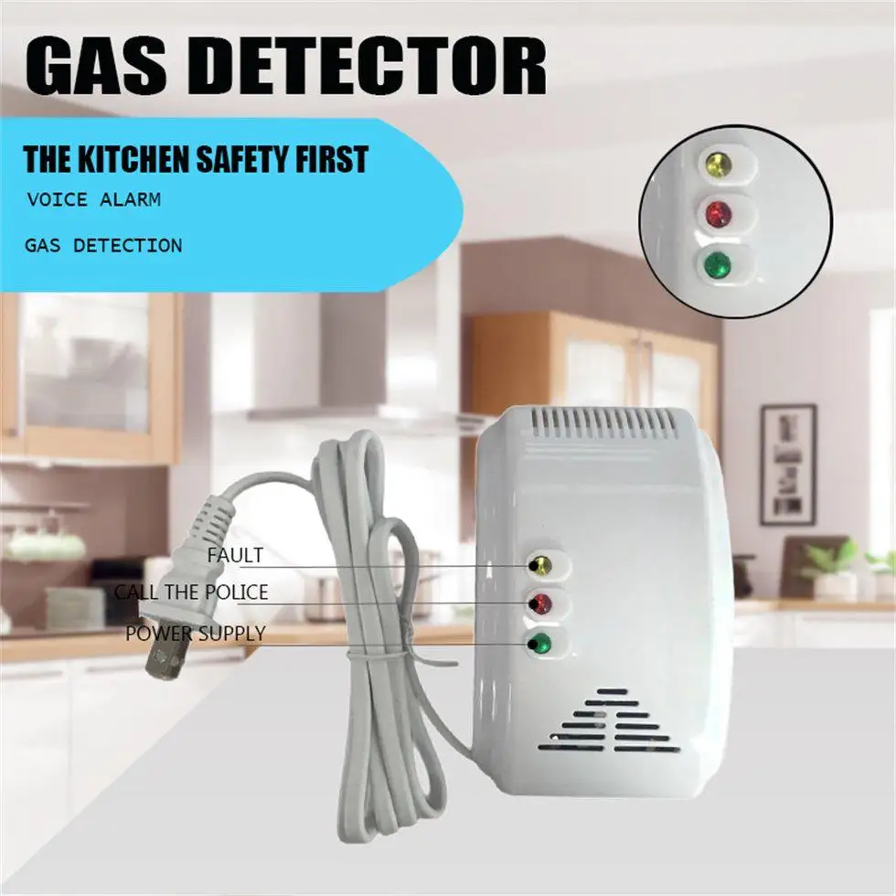 

LPG Natural Gas Detector Propane Butane Sensor Sensor Alarm Motor Home Camper Marine LED Flash Alarm Sound Safety Alarm Detect