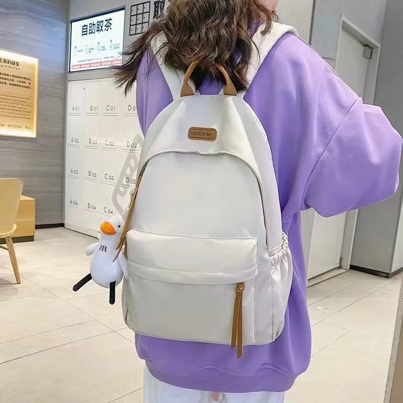 Waterproof Fashion Backpack Teenager Boys Girls School Bag College Students Back Book Bags Korean Version Nylon Simple Backpacks