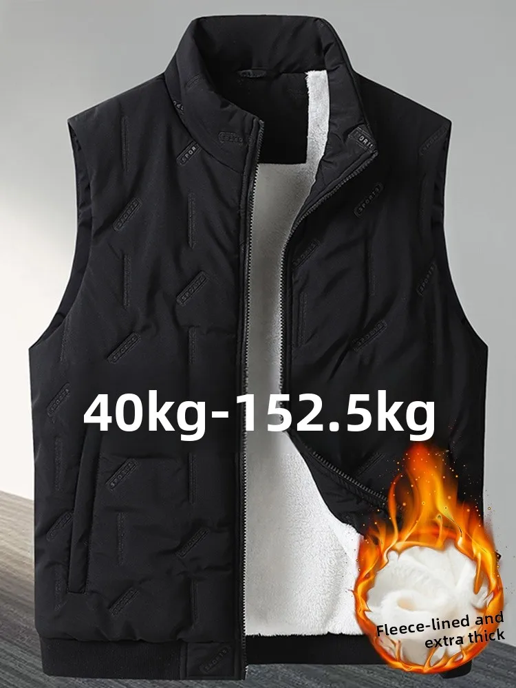 

Men's plus Size Fce Lined Thiened Warm Vest Winter Outerwear Loose Fit Faionable Urban Sle Polyester Fiber Zipper Cl...