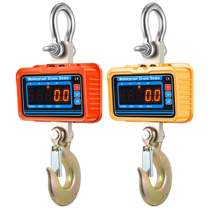 3000KG Electronic Hanging Scale Waterproof Crane Scales Remote Control Heavy Duty Alloy Steel Hook Weighing Tools 3T LCD Display