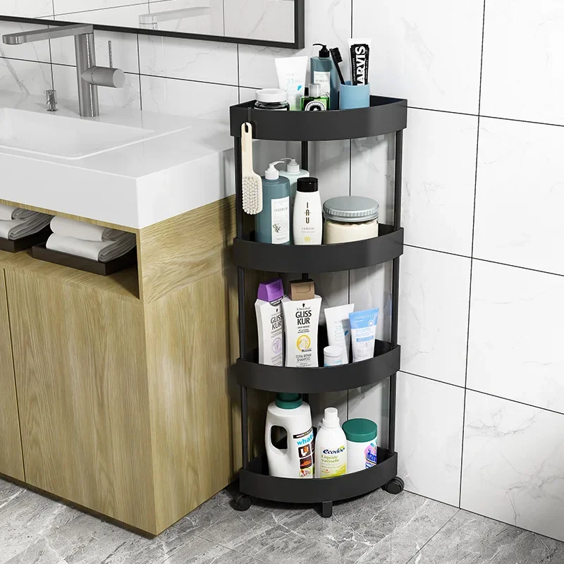 Movable Corner Shelf Bathroom Corner Storage Rack Non Perforated Shelf Toilet Floor Standing Storage Rack