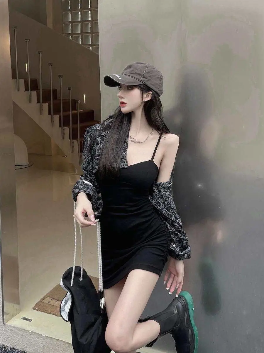 American Style Ins Sweet Cool Short Coat Two-Piece Set Women Early Autumn Waist-Cut Strap Shorts Skirt Outerwear Suit