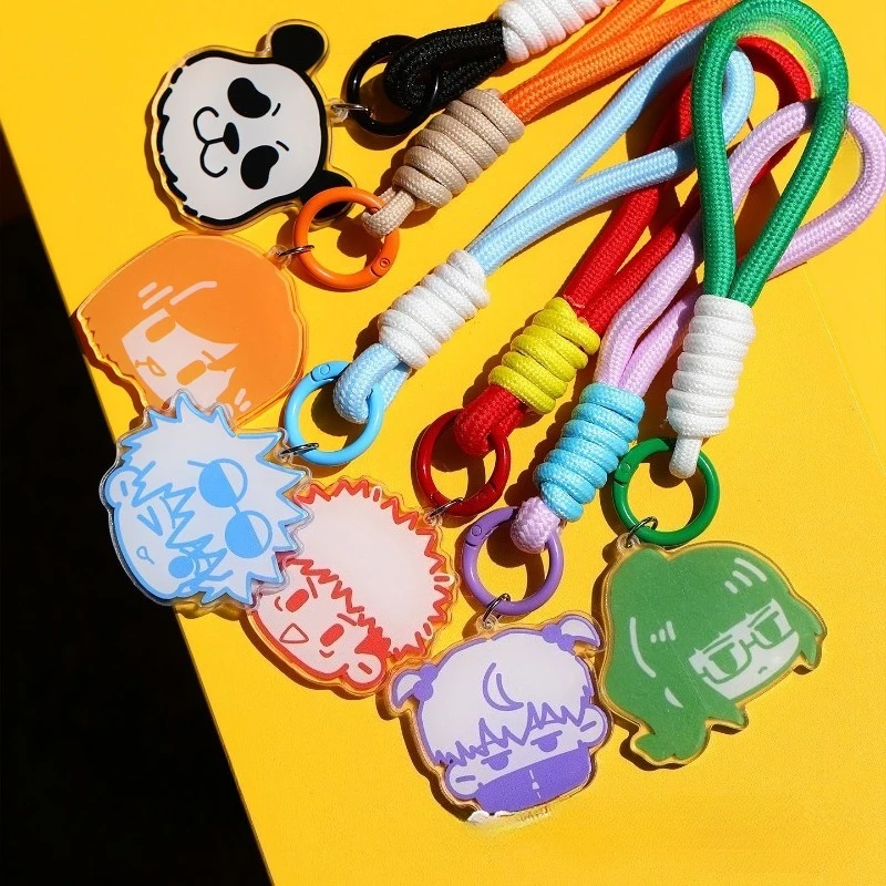 Jujutsu Kaisen Itadori Yuji Gojo Satoru Fushiguro Megumi أنيق سلسلة مفاتيح مصنوعة من الأكريليك حقيبة ظهر الطالب مكافحة فقدان حزام الديكور #4