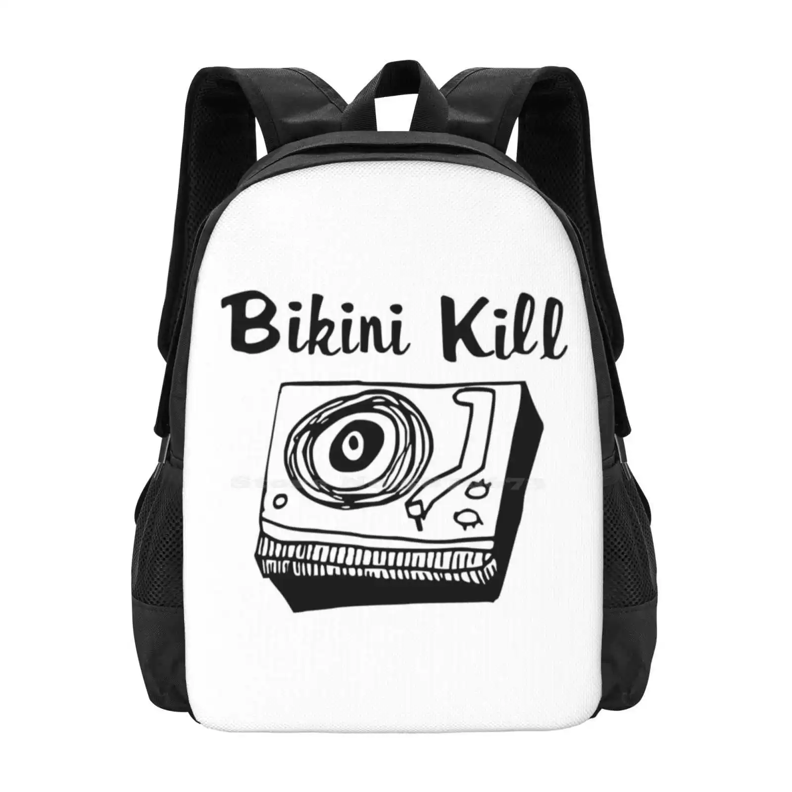 Bikini Kill Logo-Black Pattern Design Laptop Travel School Bags Bikini Kill Riot Grrrl Riot Girl Kathleen Hanna Sleater Kinney